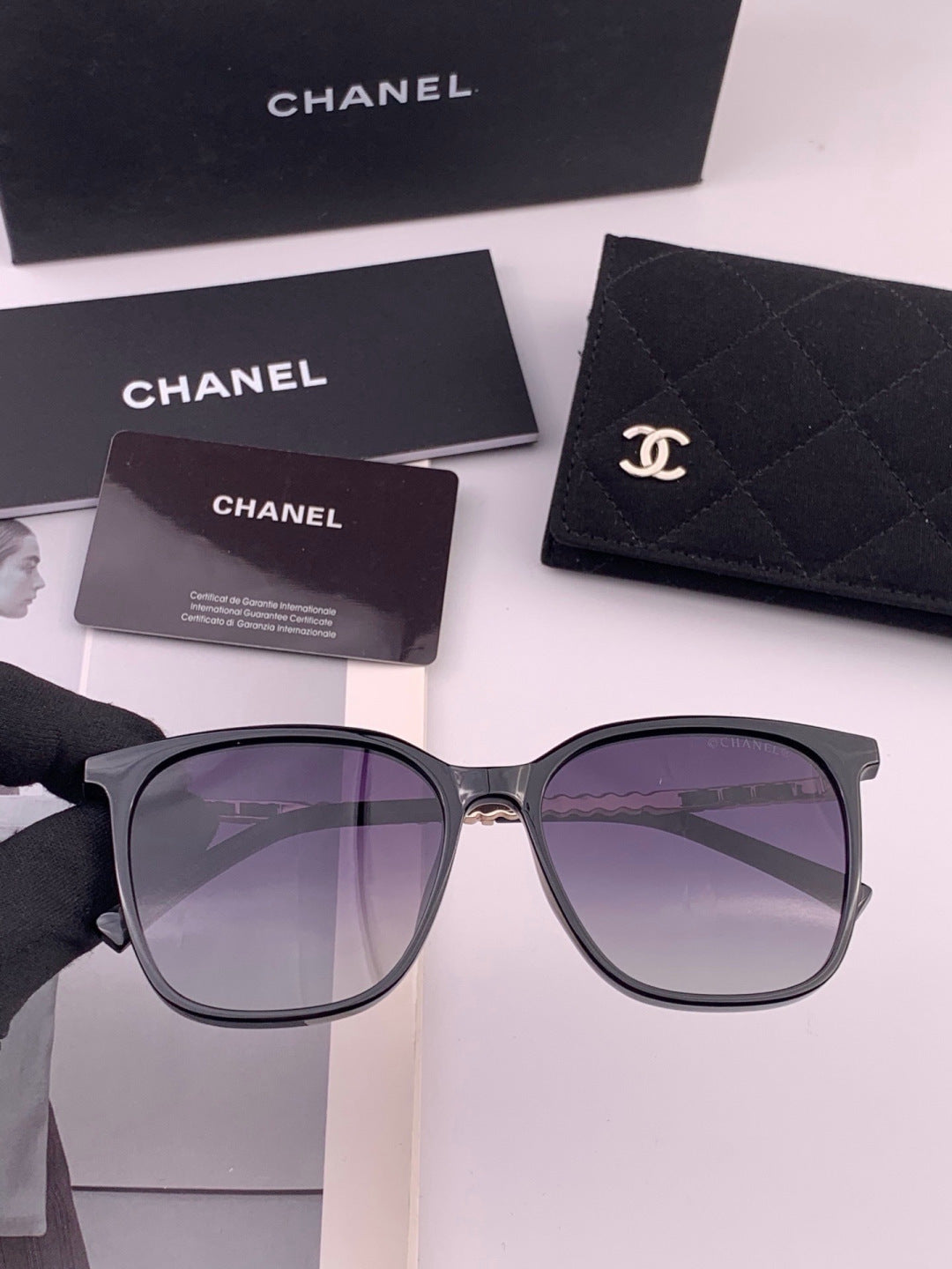 Chanel CH2753 Metal Square Gold Lens Sunglasses for Men & Women - detail image 2