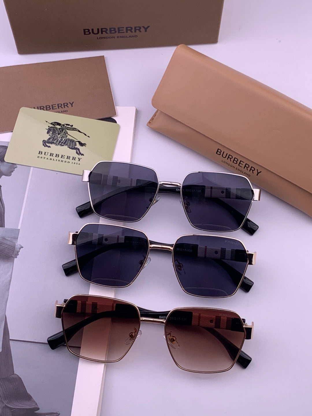 Burberry 101 Aviator Blue Lens Sunglasses for Men - detail image 7