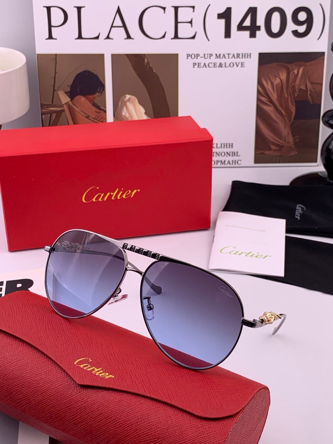 Cartier K41758 Fashion Red Lens Sunglasses for Men & Women