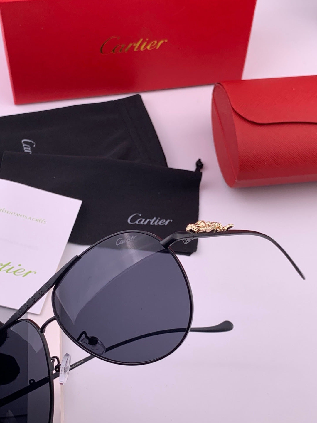 Cartier K41758 Fashion Black Lens Sunglasses for Men & Women - detail image 6