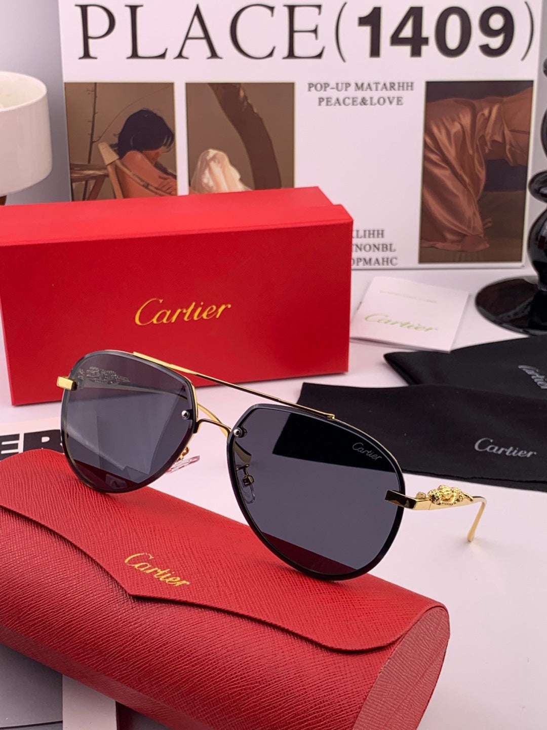 Cartier K21758 Fashion Black Lens Sunglasses for Men & Women - detail image 6