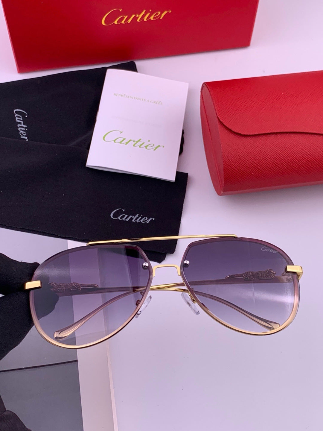 Cartier K21758 Fashion Black Lens Sunglasses for Men & Women - detail image 3