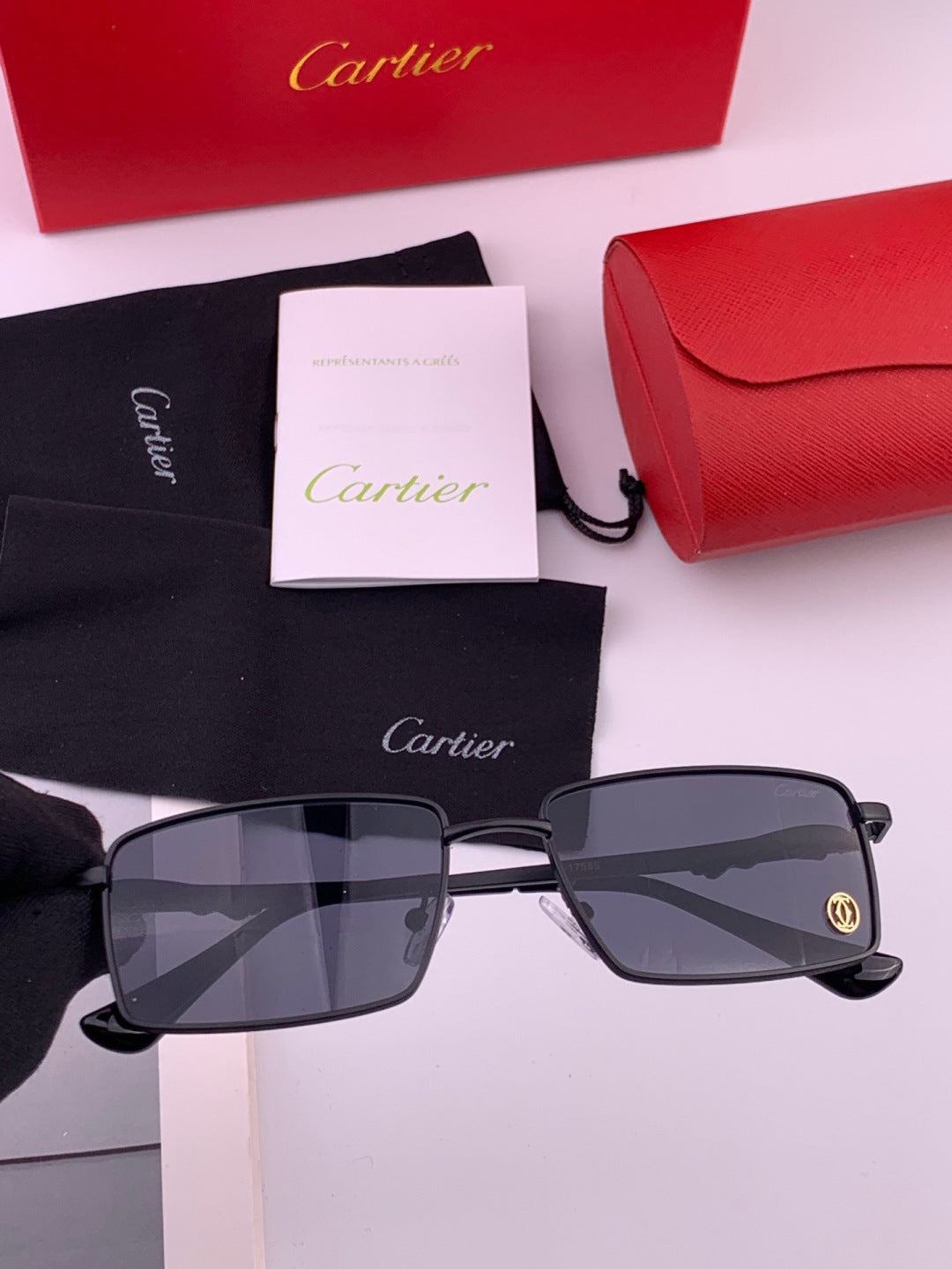 Cartier K51758 Fashion Black Lens Sunglasses for Men & Women - detail image 3