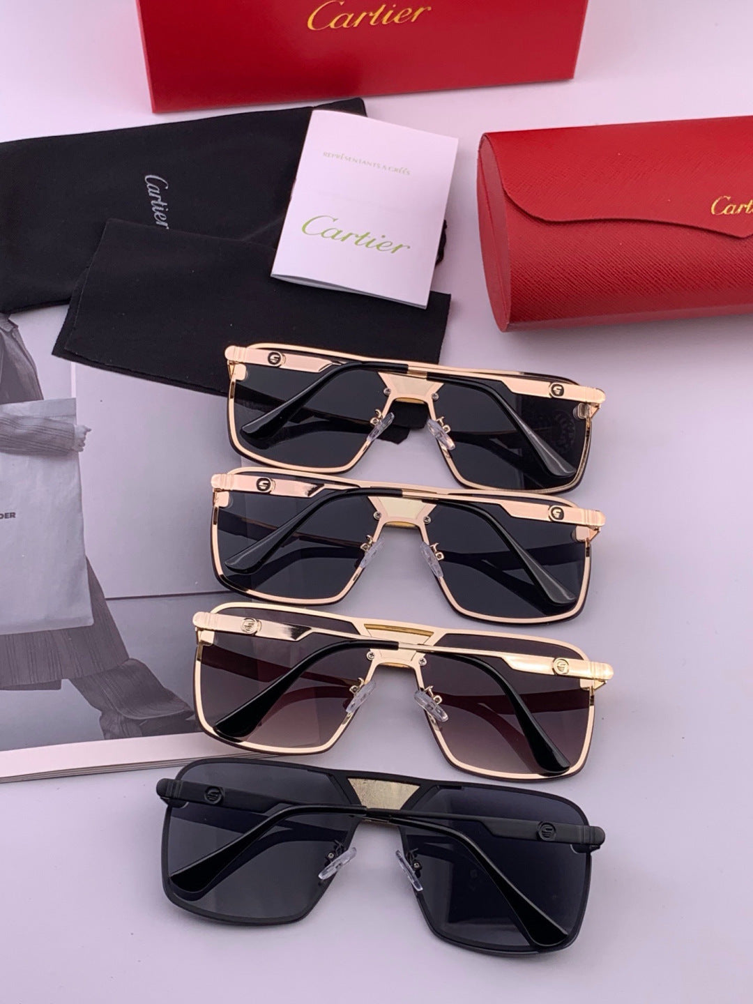 Cartier K11735 Fashion Black Lens Sunglasses for Men & Women - 487247 - detail image 6