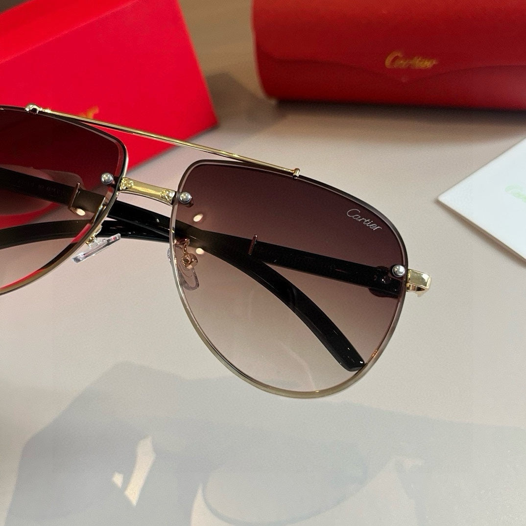 Cartier Aviator Brown Lens Sunglasses for Men - 935059 - detail image 5