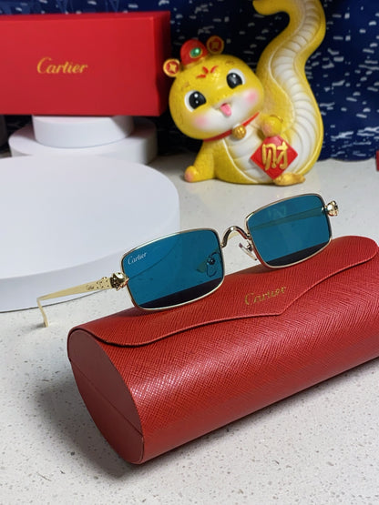 Cartier CT0473S Metal Square Blue Lens Sunglasses for Men & Women - detail image 9