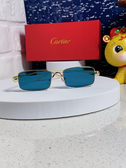 Cartier CT0473S Metal Square Blue Lens Sunglasses for Men & Women - detail image 2