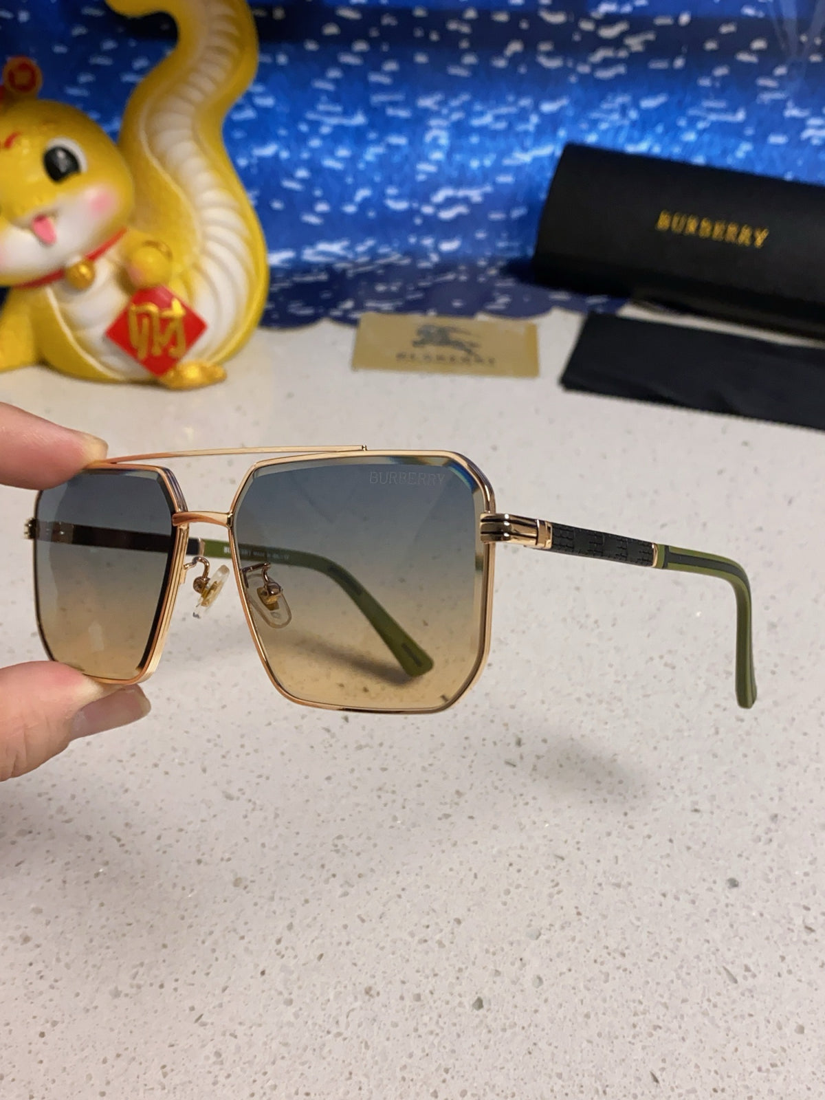 Burberry Polarized Metal Square Silver Lens Sunglasses for Men & Wome - 465933 - detail image 6