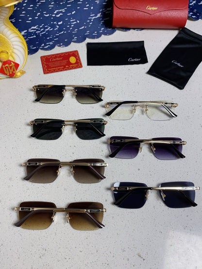 Cartier Lightweight Rimless Brown Lens Sunglasses for Men & Women - 487321 - detail image 11