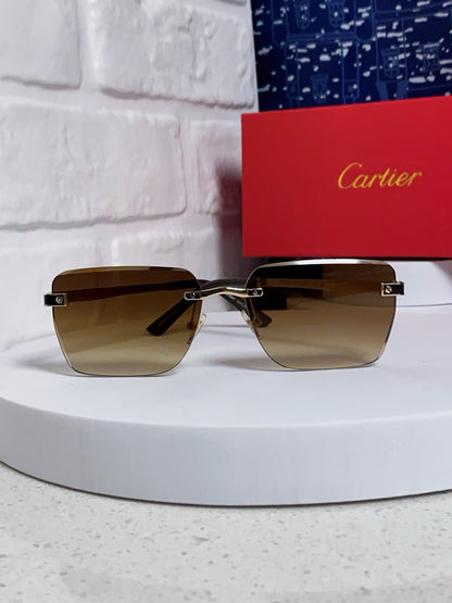 Cartier Lightweight Rimless Brown Lens Sunglasses for Men & Women - 432304 - detail image 2