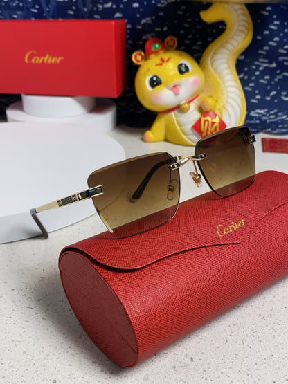 Cartier Lightweight Rimless Brown Lens Sunglasses for Men & Women - 487321 - detail image 10