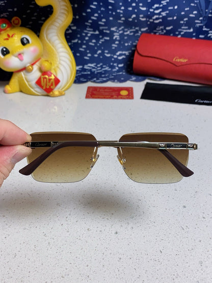 Cartier Lightweight Rimless Brown Lens Sunglasses for Men & Women - 432304 - detail image 5