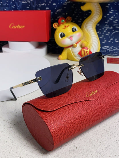Cartier Lightweight Rimless Blue Lens Sunglasses for Men & Women - 487323 - detail image 10