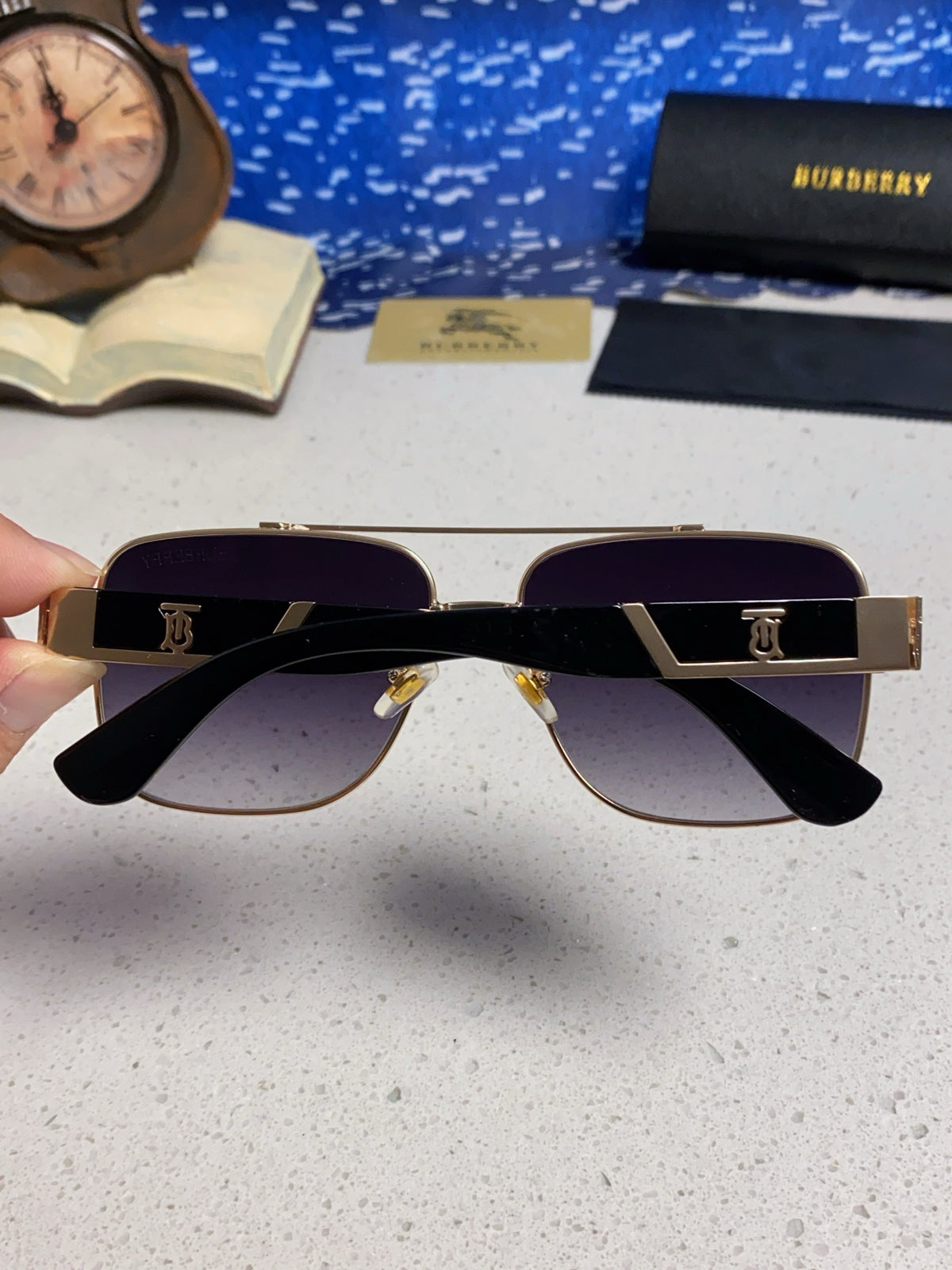 Burberry Metal Square Silver Lens Sunglasses for Men & Women - 449628 - detail image 5