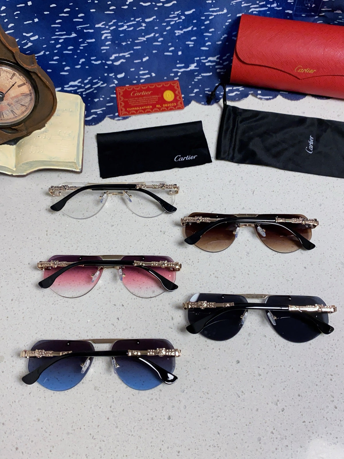 Cartier Lightweight Metal Rimless Silver Lens Sunglasses for Men & Wo - 465797 - detail image 11
