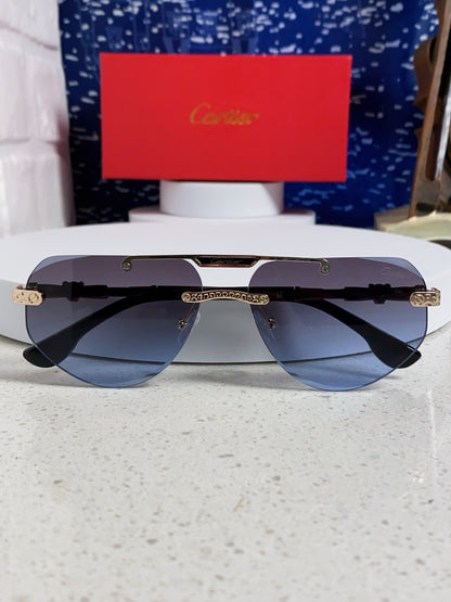 Cartier Lightweight Metal Rimless Blue Lens Sunglasses for Men & Wome - 465795 - detail image 9