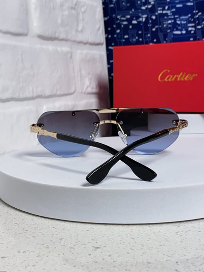 Cartier Lightweight Metal Rimless Blue Lens Sunglasses for Men & Wome - 465795 - detail image 3