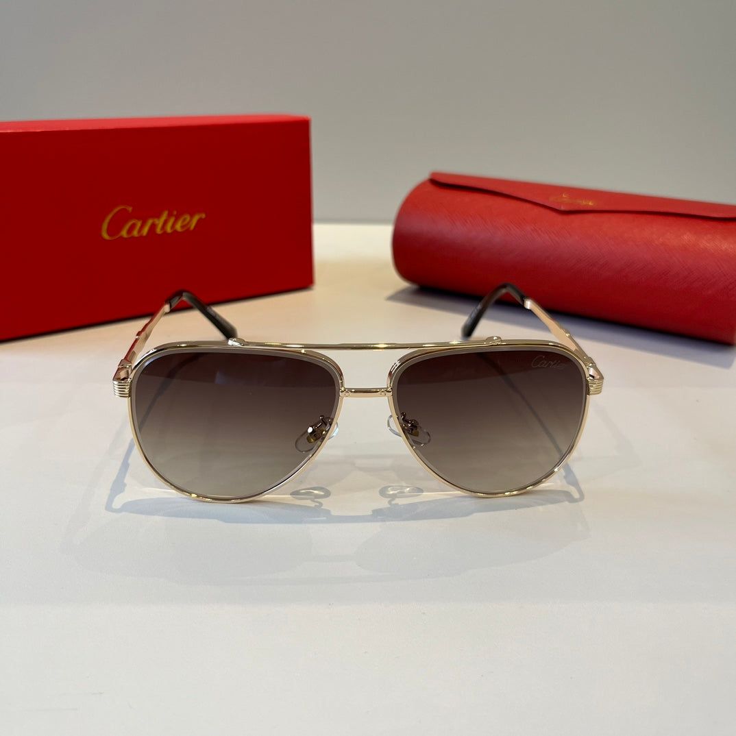 Cartier Lightweight Metal Rimless Brown Lens Sunglasses for Men & Wom - 432321 - detail image 2