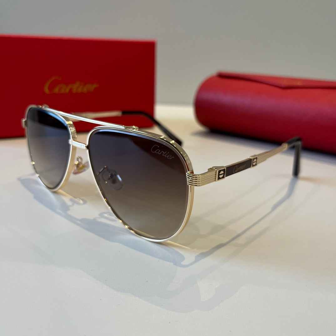 Cartier Lightweight Metal Rimless Brown Lens Sunglasses for Men & Wom - 432321 - detail image 3