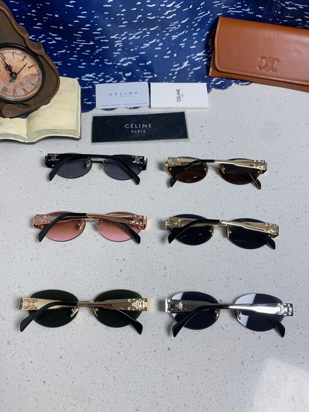 Celine Metal Round Blue Lens Sunglasses for Men & Women - detail image 11
