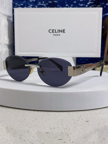Celine Metal Round Blue Lens Sunglasses for Men & Women