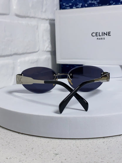Celine Metal Round Blue Lens Sunglasses for Men & Women - detail image 3