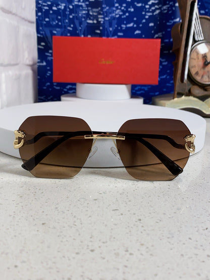 Cartier Lightweight Metal Rimless Brown Lens Sunglasses for Men & Wom - 432228 - detail image 9