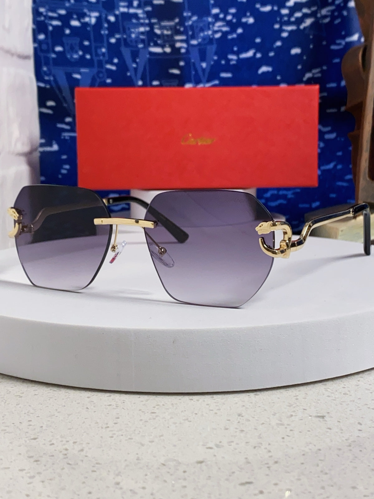 Cartier Lightweight Metal Rimless Silver Lens Sunglasses for Men & Wo - 158532