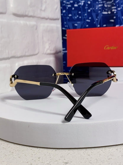 Cartier Lightweight Metal Rimless Black Lens Sunglasses for Men & Wom - 158533 - detail image 3
