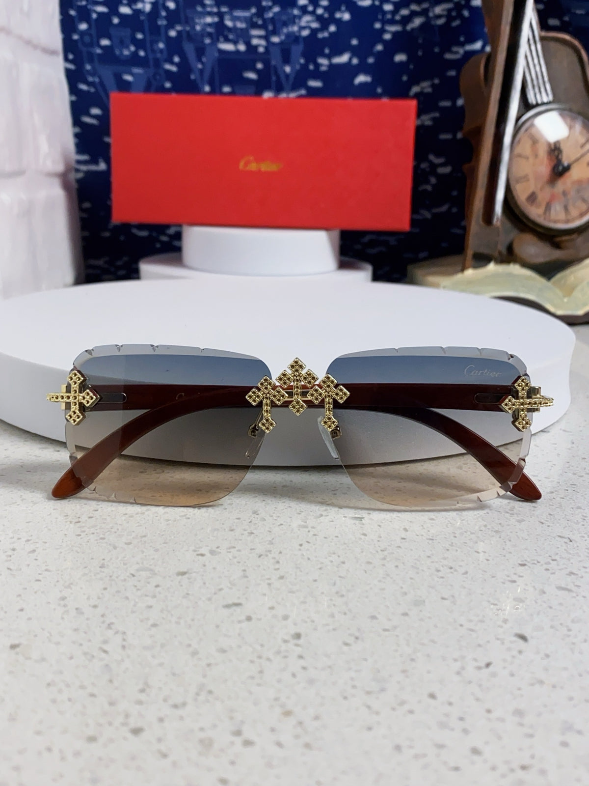 Cartier Lightweight Rimless Silver Lens Sunglasses for Men & Women - 415890 - detail image 10