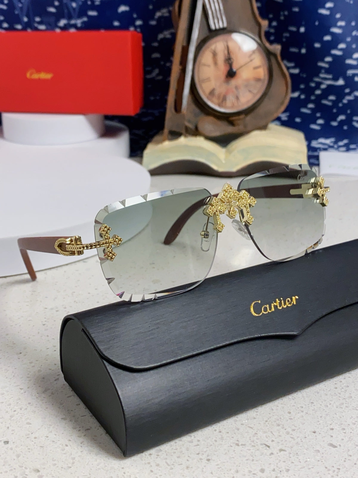 Cartier Lightweight Rimless Silver Lens Sunglasses for Men & Women - 415891 - detail image 11