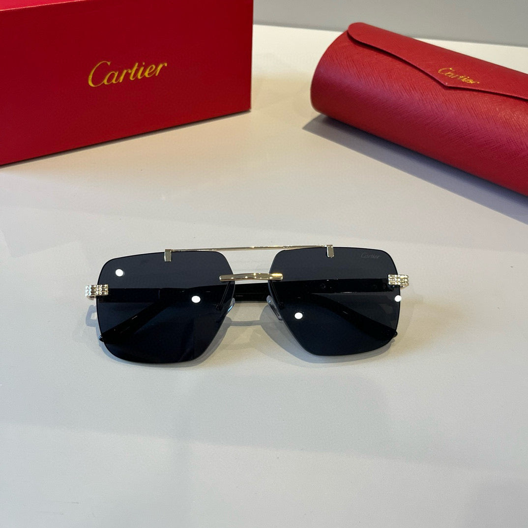 Cartier Lightweight Metal Rimless Silver Lens Sunglasses for Men & Wo - 382817 - detail image 7