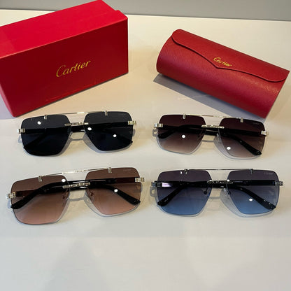 Cartier Lightweight Metal Rimless Blue Lens Sunglasses for Men & Wome - 382819 - detail image 11
