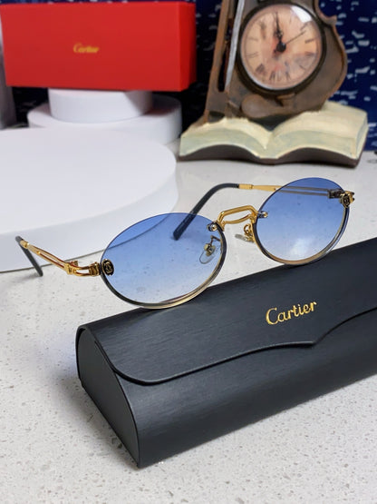 Cartier Lightweight Rimless Blue Lens Sunglasses for Men & Women - 382797 - detail image 11