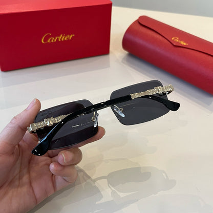 Cartier Lightweight Metal Rimless Silver Lens Sunglasses for Men & Wo - 358488 - detail image 8