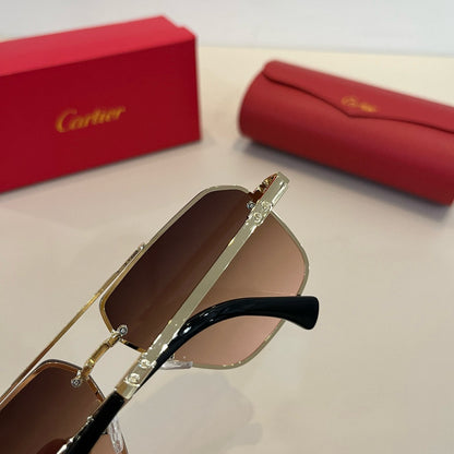 Cartier Lightweight Metal Rimless Brown Lens Sunglasses for Men & Wom - 358491 - detail image 7