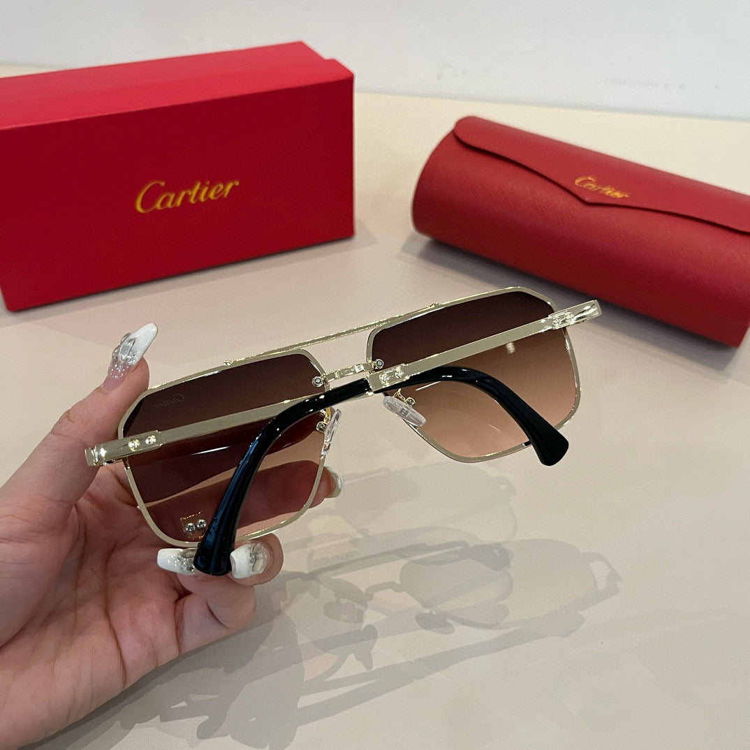 Cartier Lightweight Metal Rimless Brown Lens Sunglasses for Men & Wom - 432319 - detail image 8