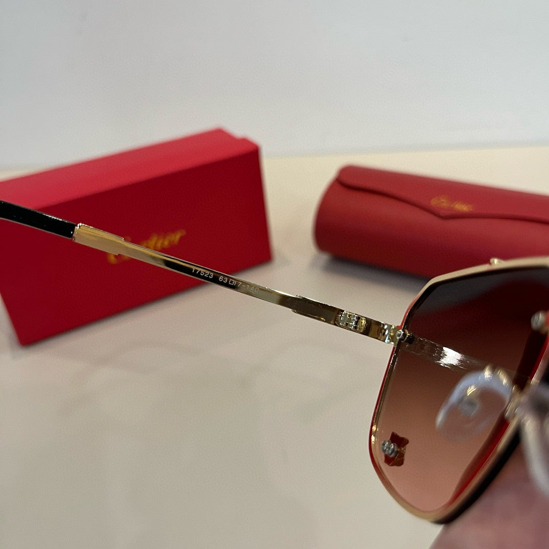Cartier Lightweight Metal Rimless Brown Lens Sunglasses for Men & Wom - 432319 - detail image 10