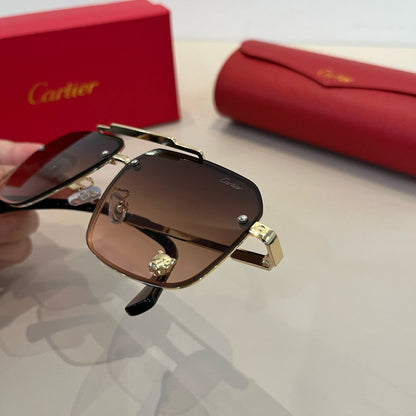 Cartier Lightweight Metal Rimless Brown Lens Sunglasses for Men & Wom - 358491 - detail image 6