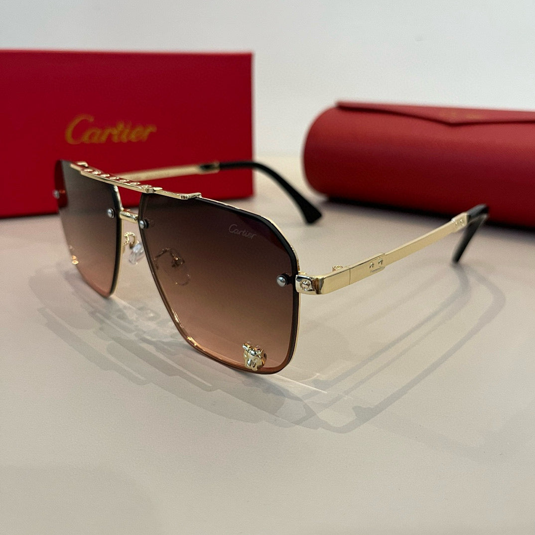 Cartier Lightweight Metal Rimless Brown Lens Sunglasses for Men & Wom - 432319 - detail image 3