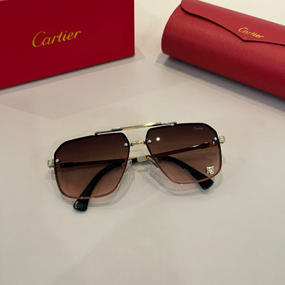 Cartier Lightweight Metal Rimless Brown Lens Sunglasses for Men & Wom - 432319 - detail image 5