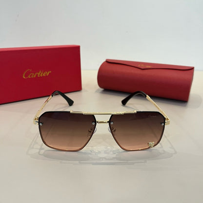 Cartier Lightweight Metal Rimless Brown Lens Sunglasses for Men & Wom - 358491 - detail image 2
