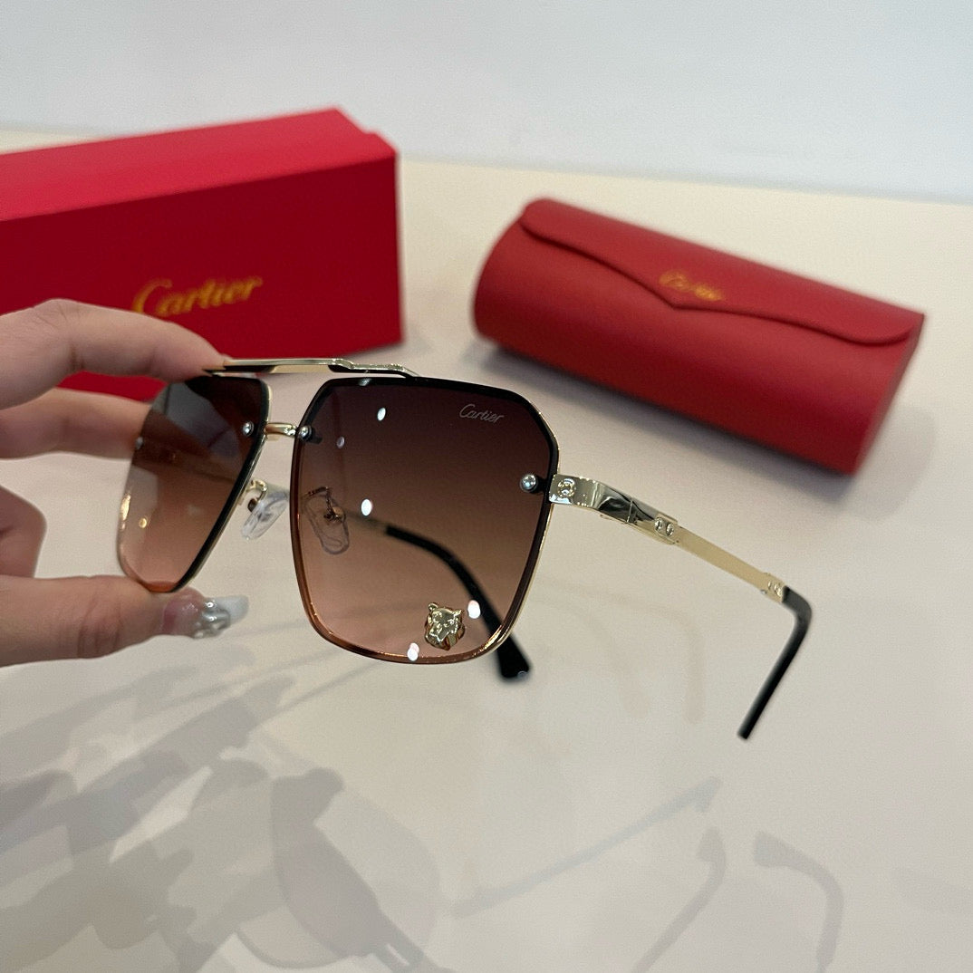 Cartier Lightweight Metal Rimless Brown Lens Sunglasses for Men & Wom - 432319 - detail image 4