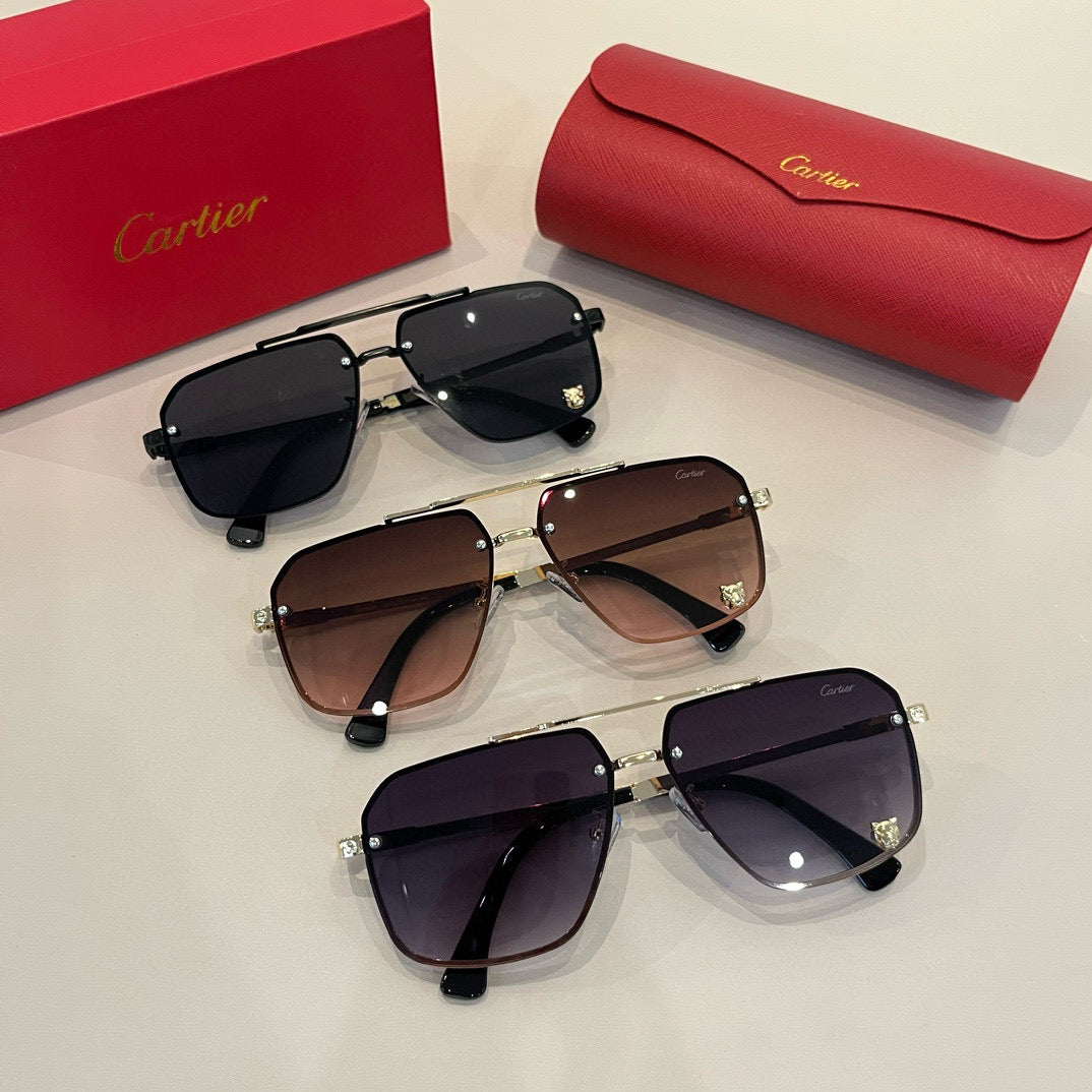 Cartier Lightweight Metal Rimless Brown Lens Sunglasses for Men & Wom - 358491 - detail image 12