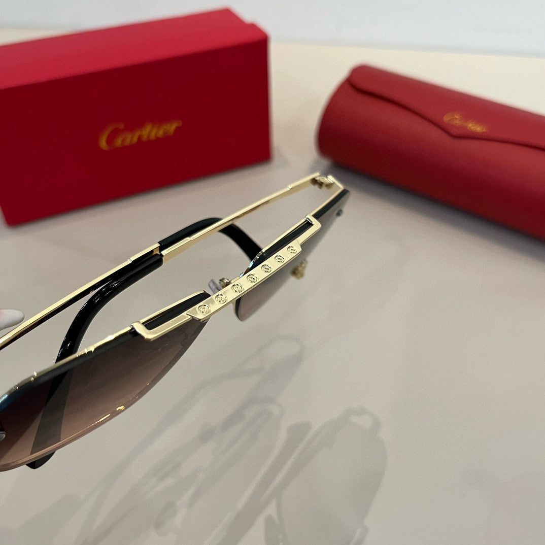 Cartier Lightweight Metal Rimless Brown Lens Sunglasses for Men & Wom - 358491 - detail image 11