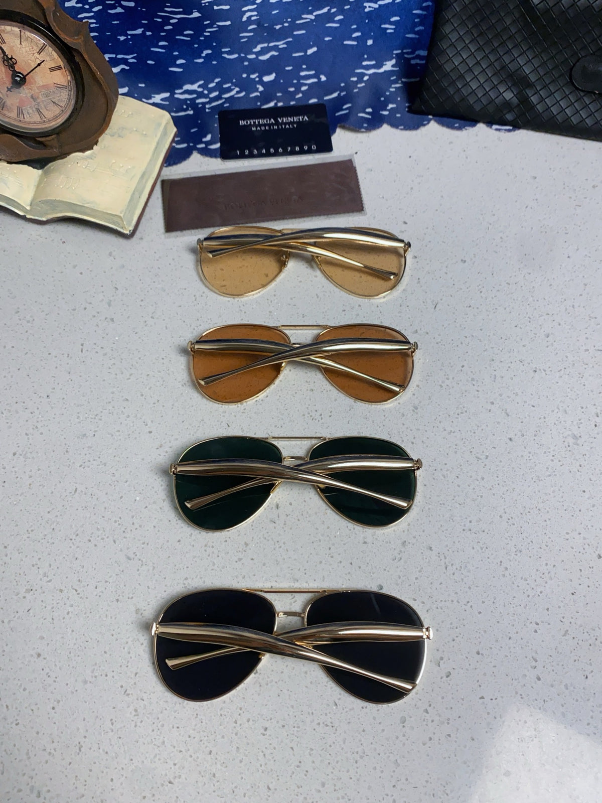 Bottega Veneta Metal Aviator Red Lens Sunglasses for Men & Women - 416429 - detail image 11