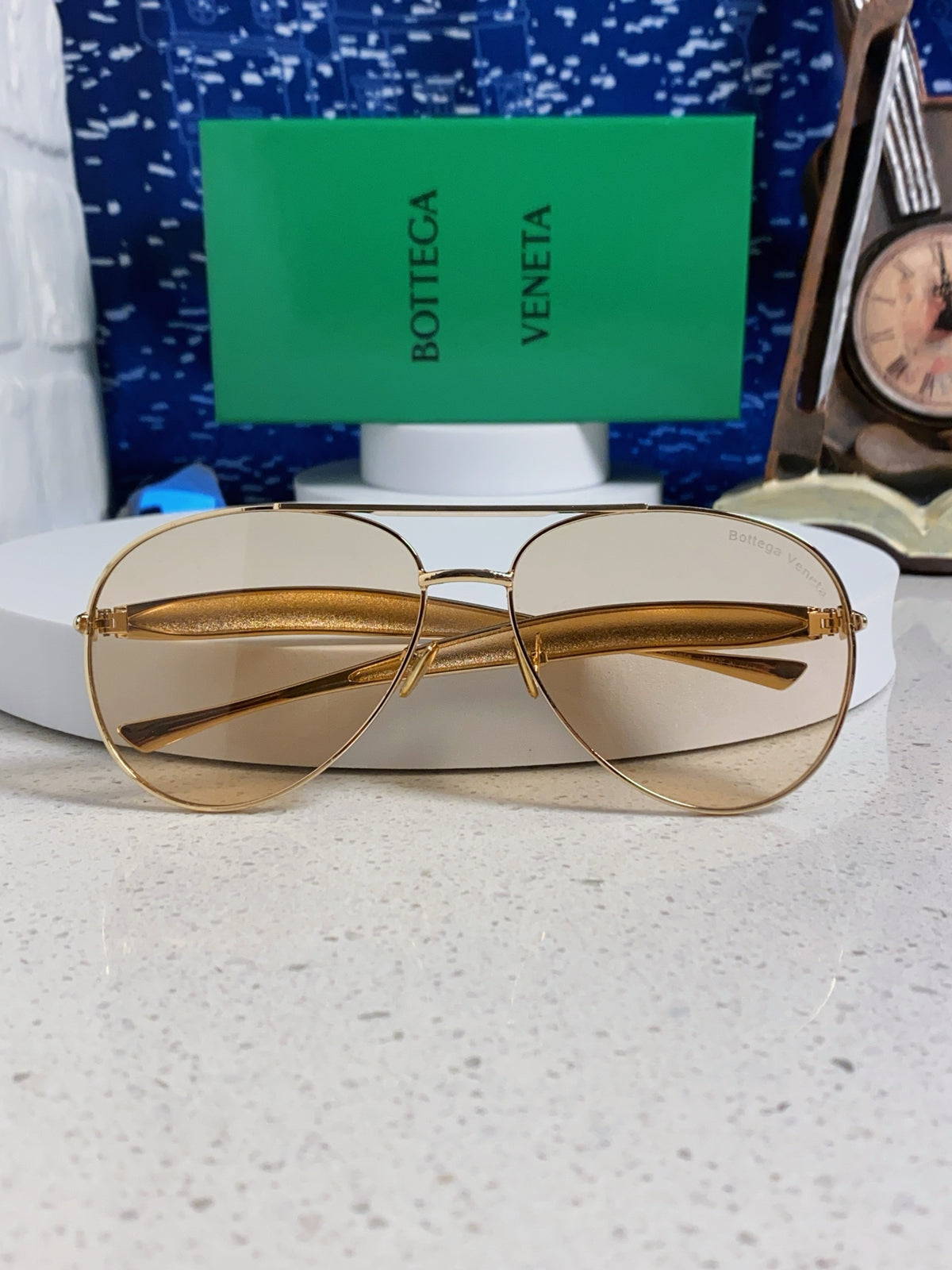Bottega Veneta Metal Aviator Gold Lens Sunglasses for Men & Women - 867247 - detail image 9