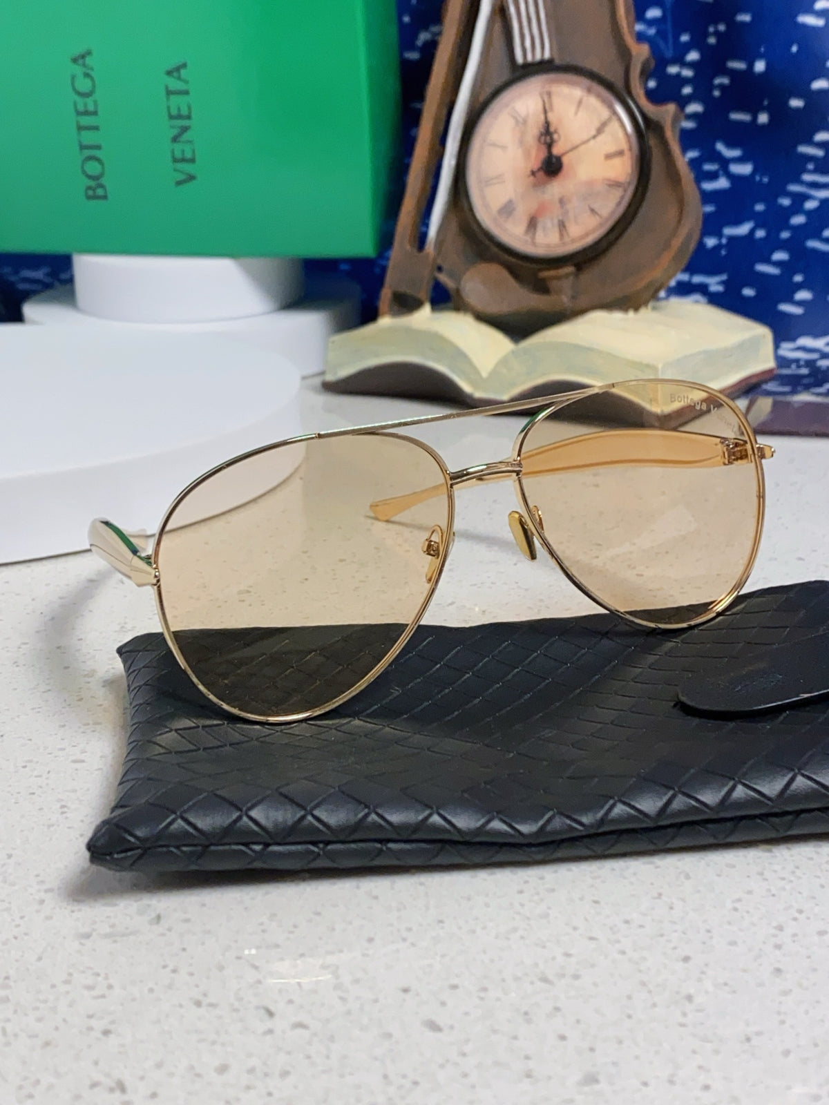Bottega Veneta Metal Aviator Gold Lens Sunglasses for Men & Women - 867247 - detail image 10