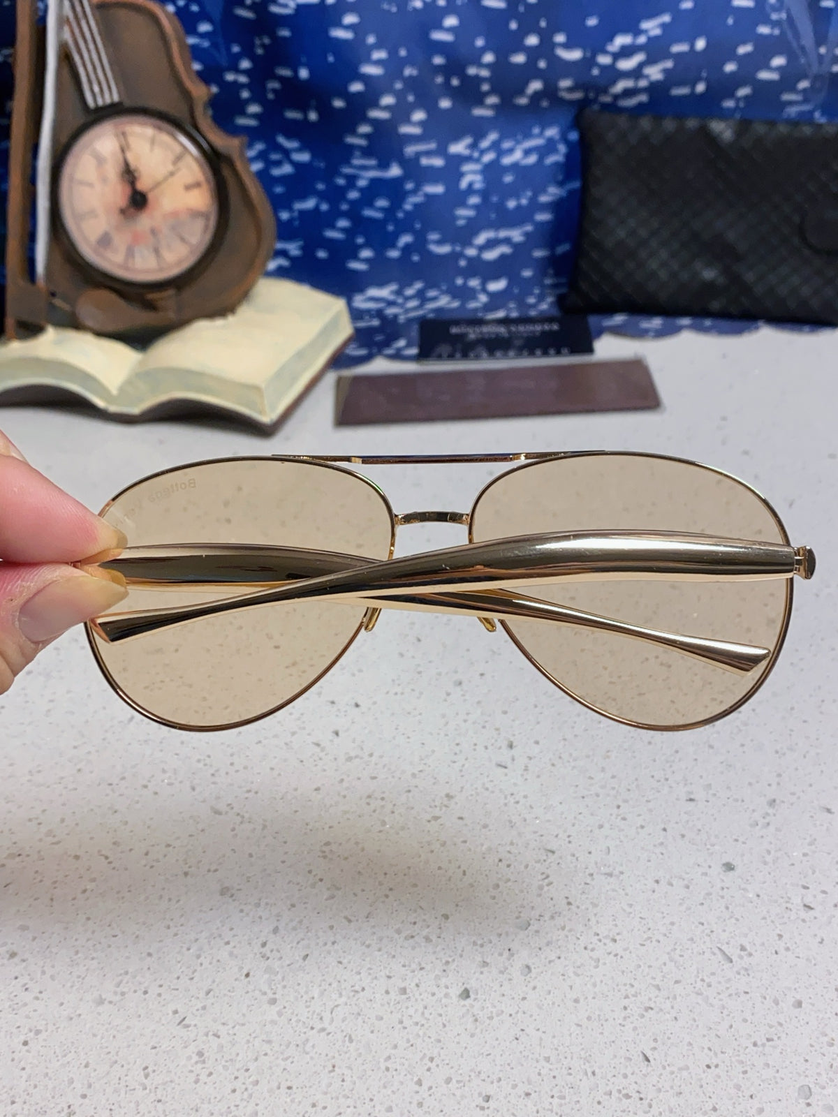 Bottega Veneta Metal Aviator Gold Lens Sunglasses for Men & Women - 867247 - detail image 5