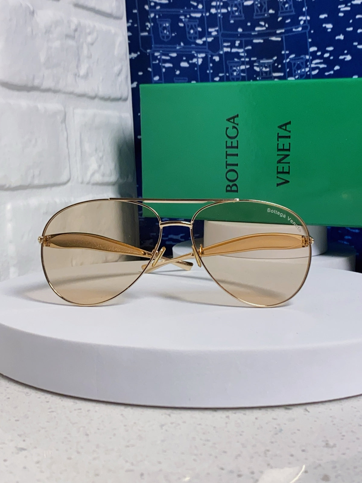 Bottega Veneta Metal Aviator Gold Lens Sunglasses for Men & Women - 867247 - detail image 2